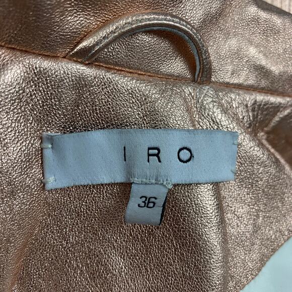 IRO Size XS Gold Leather Metallic Biker Jacket - Picture 6 of 6